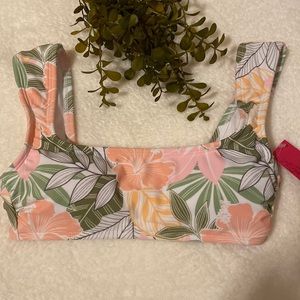 Pink and Green Floral Bikini Top